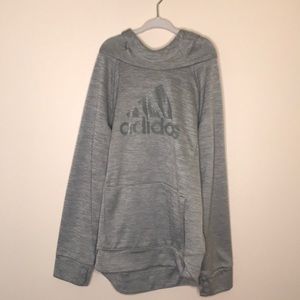 ADIDAS GRAY HOODIE WITH GREEN ADIDAS LOGO SIZE 10/12